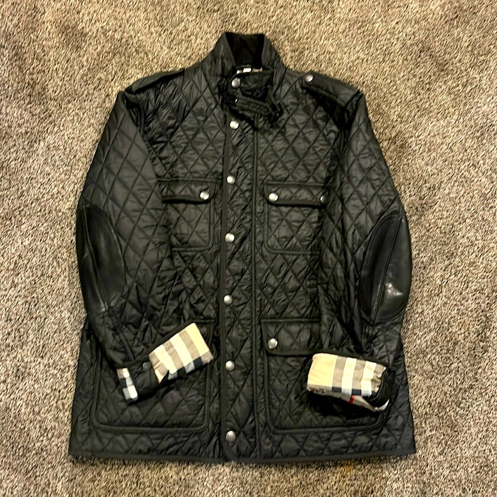 Burberry Black Quilted Puffer Jacket with Signature Check Cuffs